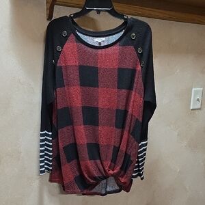 Maurices Plaid Red and Black Women's Top